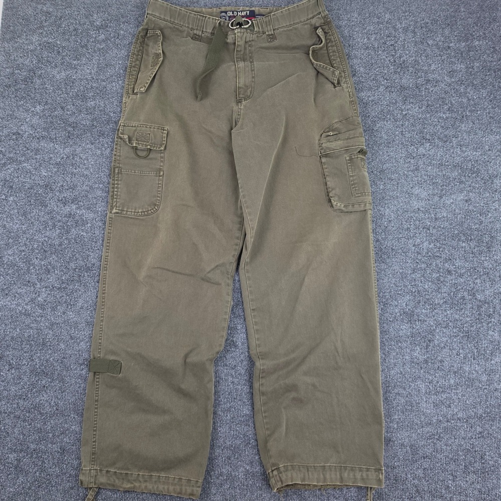 Vintage Old Navy Cargo Pants Men's 34x30 Olive Green Y2K Paratrooper 90s Utility